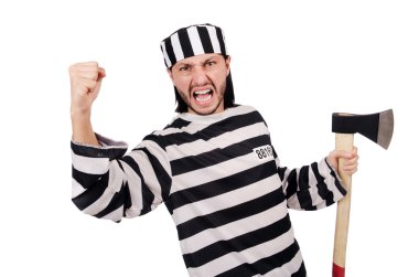 Beyaz arka planda tecrit edilmiş mahkum