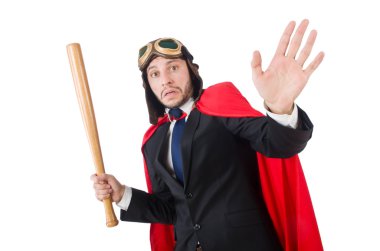 Kırmızı giysili bir adam komik bir konseptte