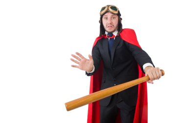 Kırmızı giysili bir adam komik bir konseptte