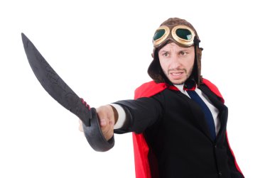 Kırmızı giysili bir adam komik bir konseptte