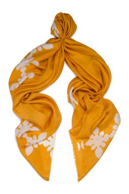 Beyaz arkaplanda izole edilmiş kadın eşarbı