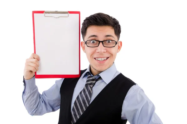 Businessman with paper binder — Stock Photo, Image