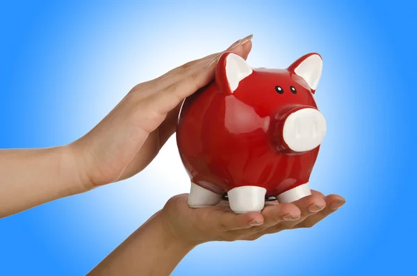 Mão com piggybank — Fotografia de Stock