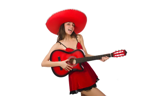 Femme portant un chapeau sombrero dans un concept drôle — Photo