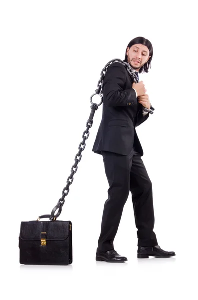 Hombre con cadena aislada en el blanco — Foto de Stock