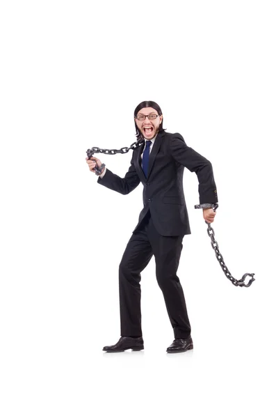 Man with chain isolated on the white — Stock Photo, Image