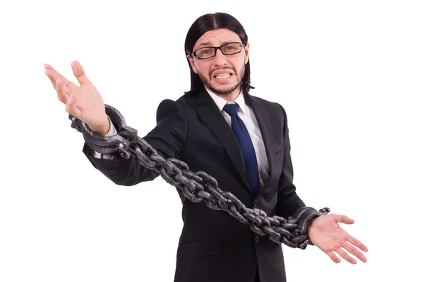 Man with chain isolated on the white — Stock Photo, Image