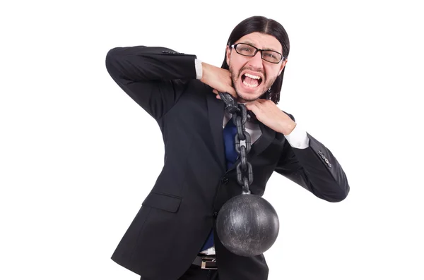 Hombre con cadena aislada en el blanco — Foto de Stock