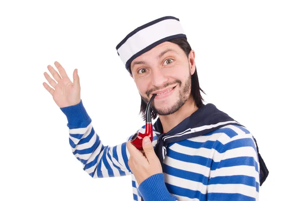 Grappige zeeman geïsoleerd op de witte — Stockfoto