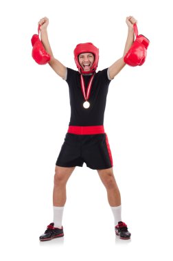 Beyaz tenli komik boksör.