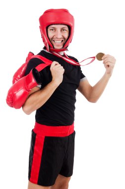 Beyaz tenli komik boksör.