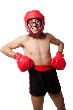 Beyaz tenli komik boksör.