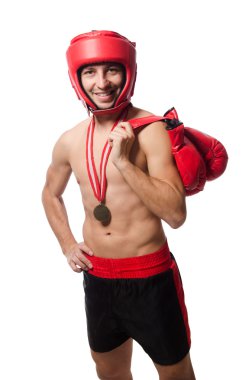 Beyaz tenli komik boksör.