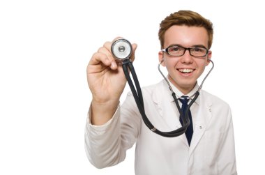 Beyaz tenli komik doktor.