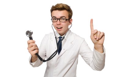 Beyaz tenli komik doktor.