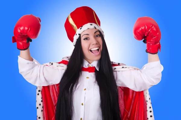 Queen with boxing gloves — Stock Photo, Image