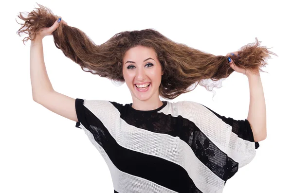 Kobieta z Fryzura długie włosy — Zdjęcie stockowe
