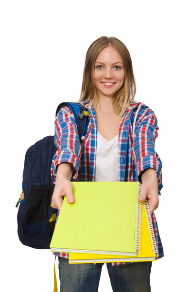 Young student isolated on white