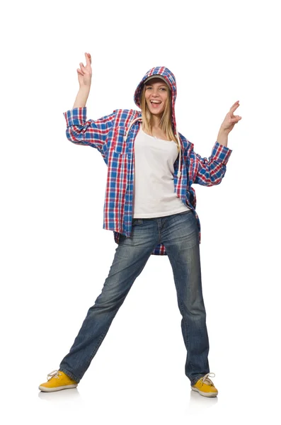 Vrouw danser geïsoleerd op wit — Stockfoto