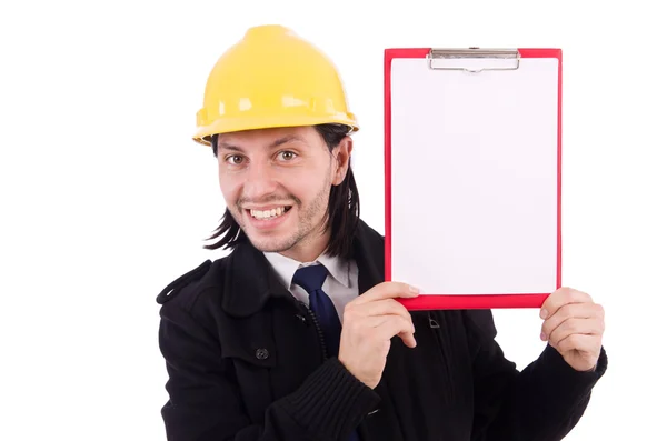 Young construction architect isolated on the white — Stock Photo, Image