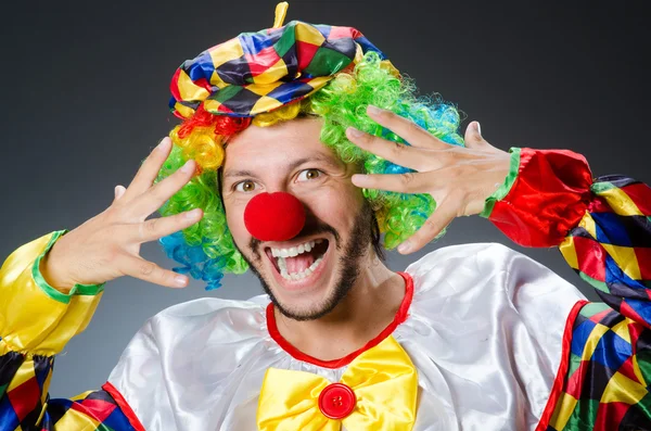 Funny clown in colourful costume — Stock Photo, Image