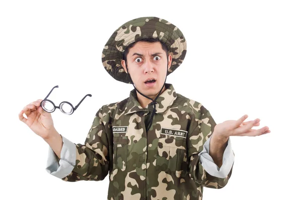 Funny soldier in military concept — Stock Photo, Image