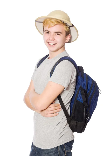 Man i safari hatt i jakt koncept — Stockfoto