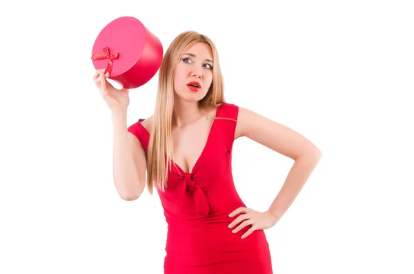 Mulher com caixa de presente — Fotografia de Stock