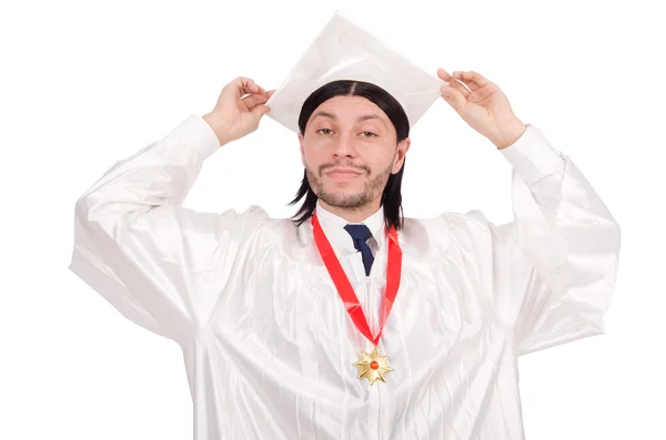 Junge Studentin isoliert auf der weißen Seite — Stockfoto