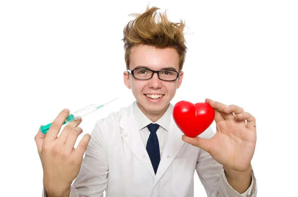 Divertido médico aislado en blanco —  Fotos de Stock