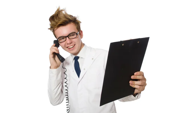 Grappige dokter geïsoleerd op wit — Stockfoto