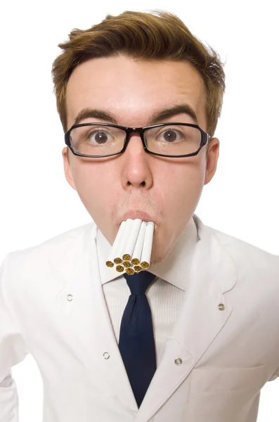 Divertido médico aislado en blanco — Foto de Stock