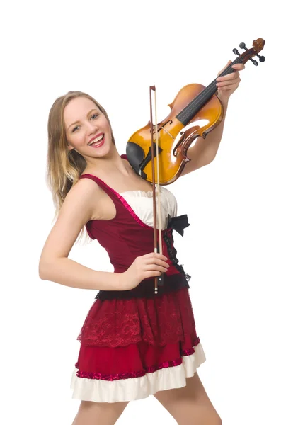 Ung violinspelare isolerad på vitt — Stockfoto