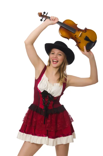 Jovem violinista isolado em branco — Fotografia de Stock