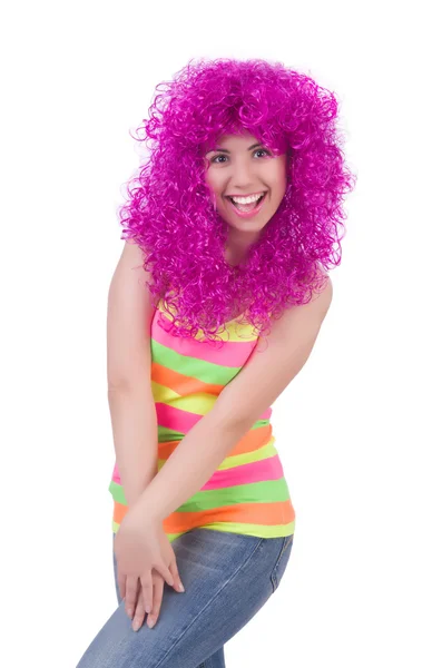 Mujer con peluca colorida — Foto de Stock