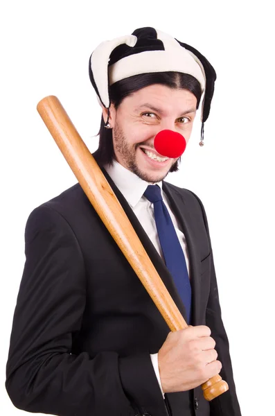 Legrační klaun obchodník izolované na bílém pozadí — Stock fotografie