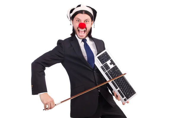 Funny clown businessman isolated on the white background — Stock Photo, Image