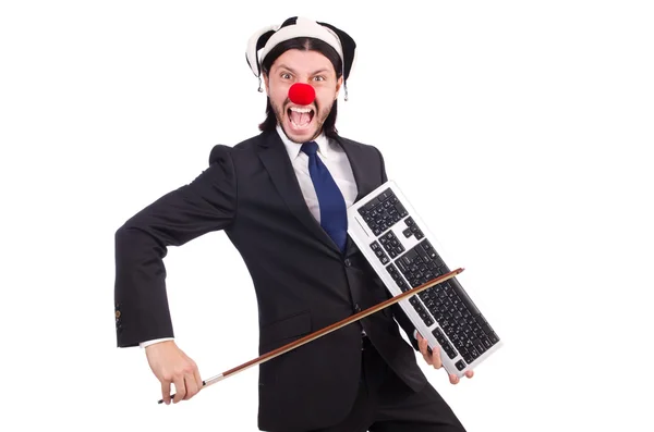 Rolig clown affärsman isolerad på vit bakgrund — Stockfoto