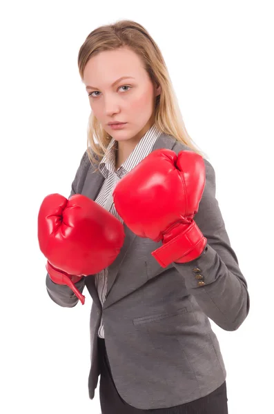 Businesswoman in gloves — Stock Photo, Image