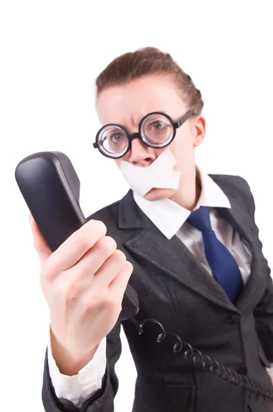 Woman with her mouth sealed — Stock Photo, Image