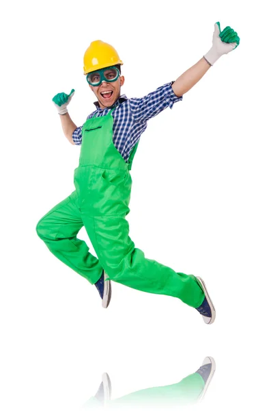 Industrial worker jumping — Stock Photo, Image