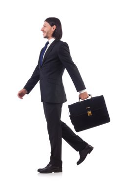 Beyaz arka plan üzerinde acele iş adamı izole