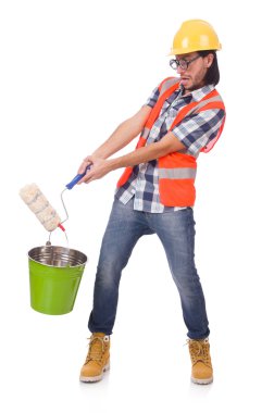 Beyaz tenli komik bir ressam.