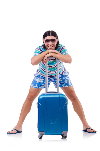 Mężczyzna podróżujący z walizką — Zdjęcie stockowe