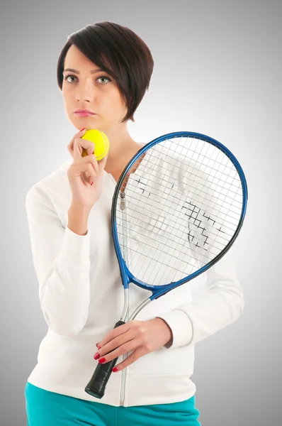 Κορίτσι με ρακέτα του τένις — Φωτογραφία Αρχείου