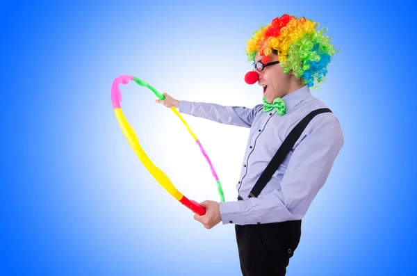 Clown con hula hoop — Foto Stock