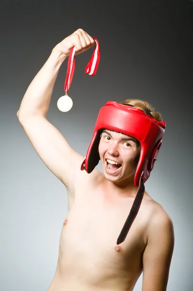 Boxer with gold medal — Stock Photo, Image