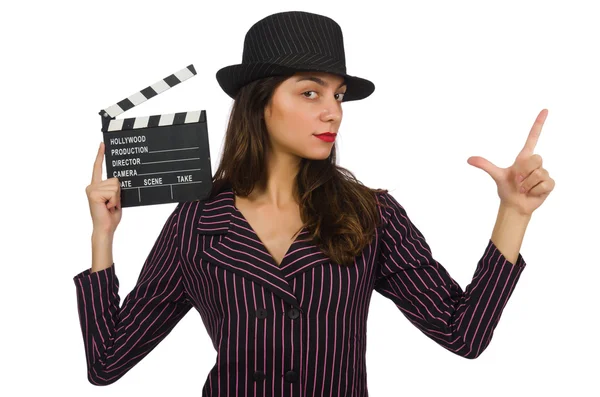 Vrouw met film duig — Stockfoto