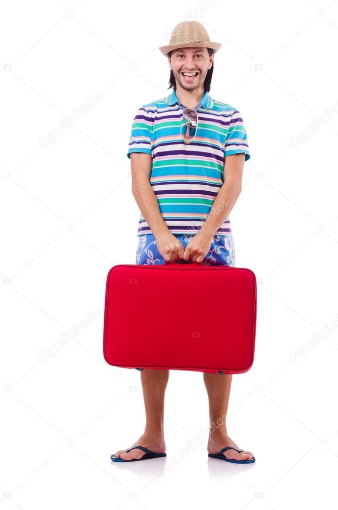 Man travelling with suitcase