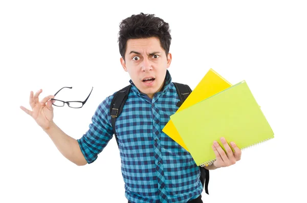 Funny student with books — Stock Photo, Image